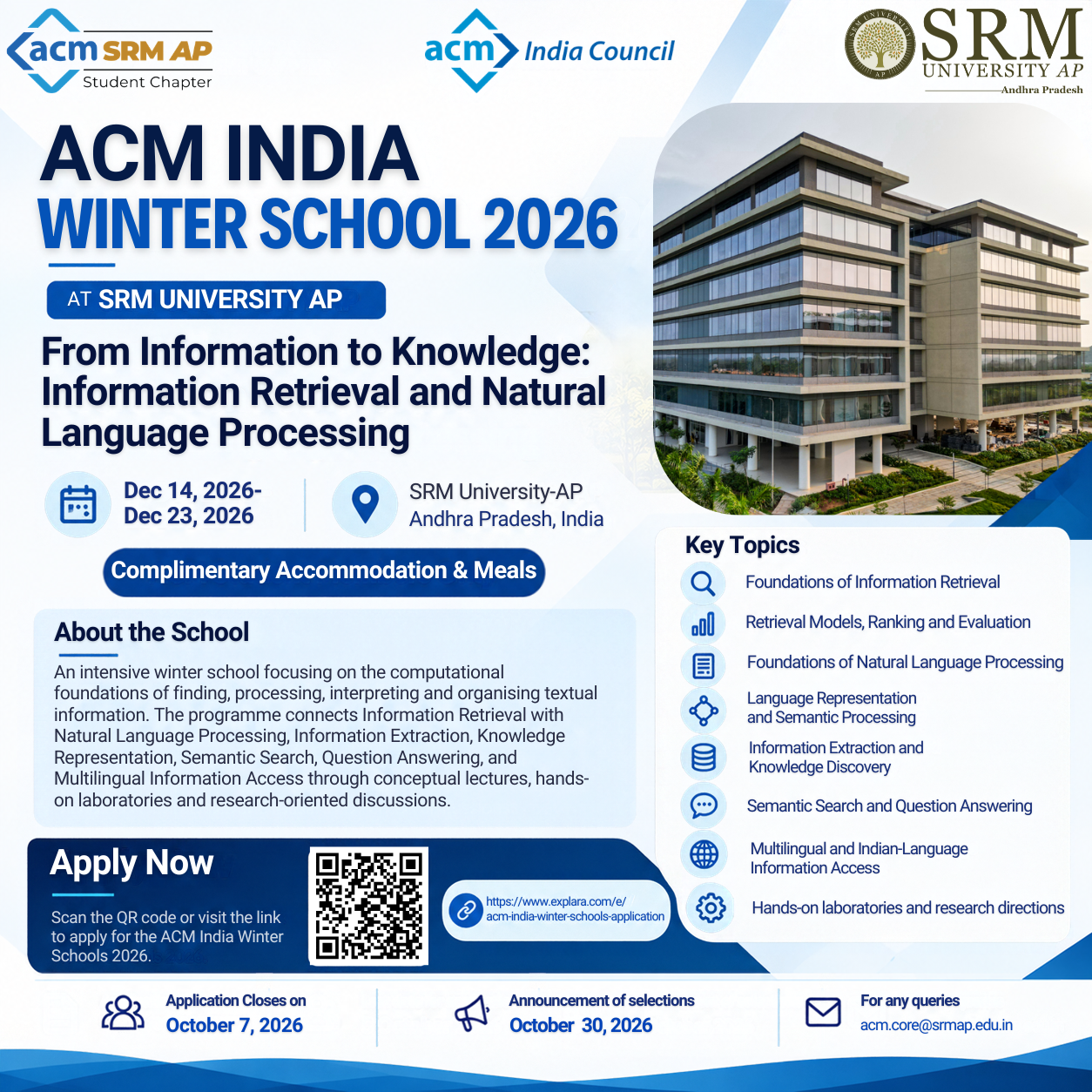 ACM India Winter School 2026 – From Information to Knowledge: Information Retrieval and Natural Language Processing